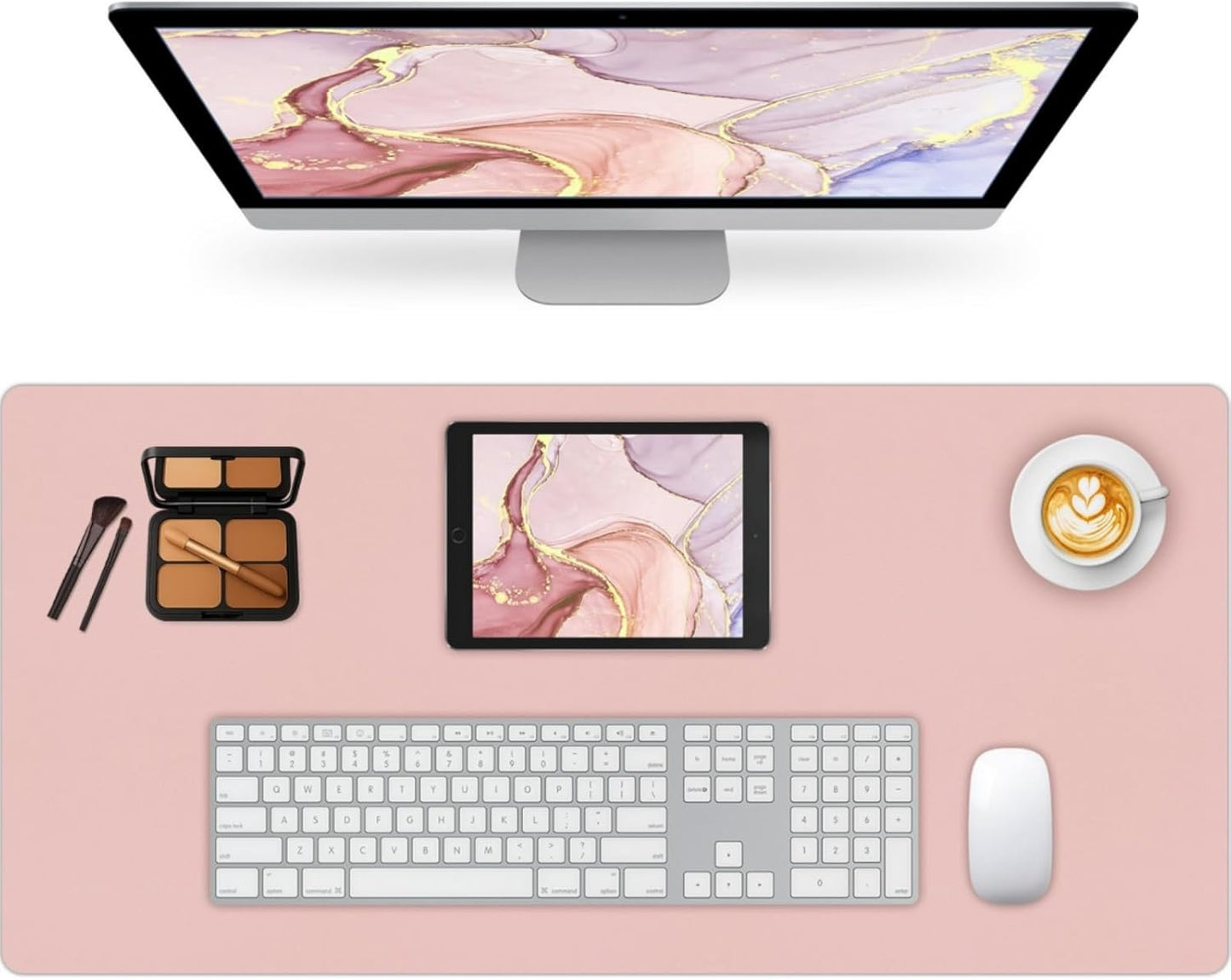Mouse Pad and Keyboard Wrist Rest, 3-in-1 Large Keyboard and Mouse Pad Set, Ergonomic Wrist Rest for Computer Keyboards, Non-Slip Desk Mat Protector for Women (Purple Pink, 31.5" X 15.7")