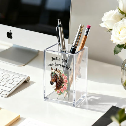 Just Breathe Acrylic Cosmetic Organizer Pen Holder, Anxiety Relaxing Acrylic Desk Holder Cup for Pen Pencil, Dandelion Desk Organizer, Mental Health Office Gifts for Coworker Leader Friend