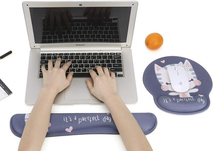 RICHEN Ergonomic PU Leather Keyboard Wrist Rest and Mouse Pad with Wrist Support, Memory Foam Set for Computer/Laptop,Gaming and Office, Comfortable for Easy Typing & Pain Relief (PU Brown)