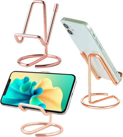 Cell Phone Stand for Desk, Metal Mobile Phone Stand Holder, Cute Rose Gold Cell Phone Display Holder Phone Dock Compatible with All Mobile Phones, iPhone, Switch, iPad (Rose Gold, 1 Pack)