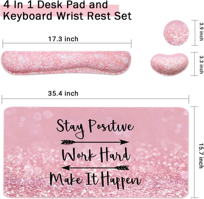 Large Mouse Pad and Keyboard Wrist Rest, Desk Pad for Keyboard and Mouse, 4-in-1 Large Gaming Mouse Pad with Wrist Support, Desk Mat for Home Office Study Game-Galaxy Fluid