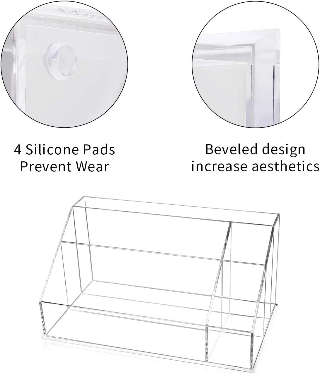 YestBuy Acrylic Desk Organizer, Clear Desk Paper Tray Organizer with Sorter, Vanity Makeup Organizer, Clear Cosmetic eyeshadow palette Holder Perfect for Home and Office