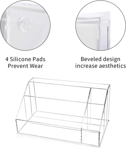 YestBuy Acrylic Desk Organizer, Clear Desk Paper Tray Organizer with Sorter, Vanity Makeup Organizer, Clear Cosmetic eyeshadow palette Holder Perfect for Home and Office