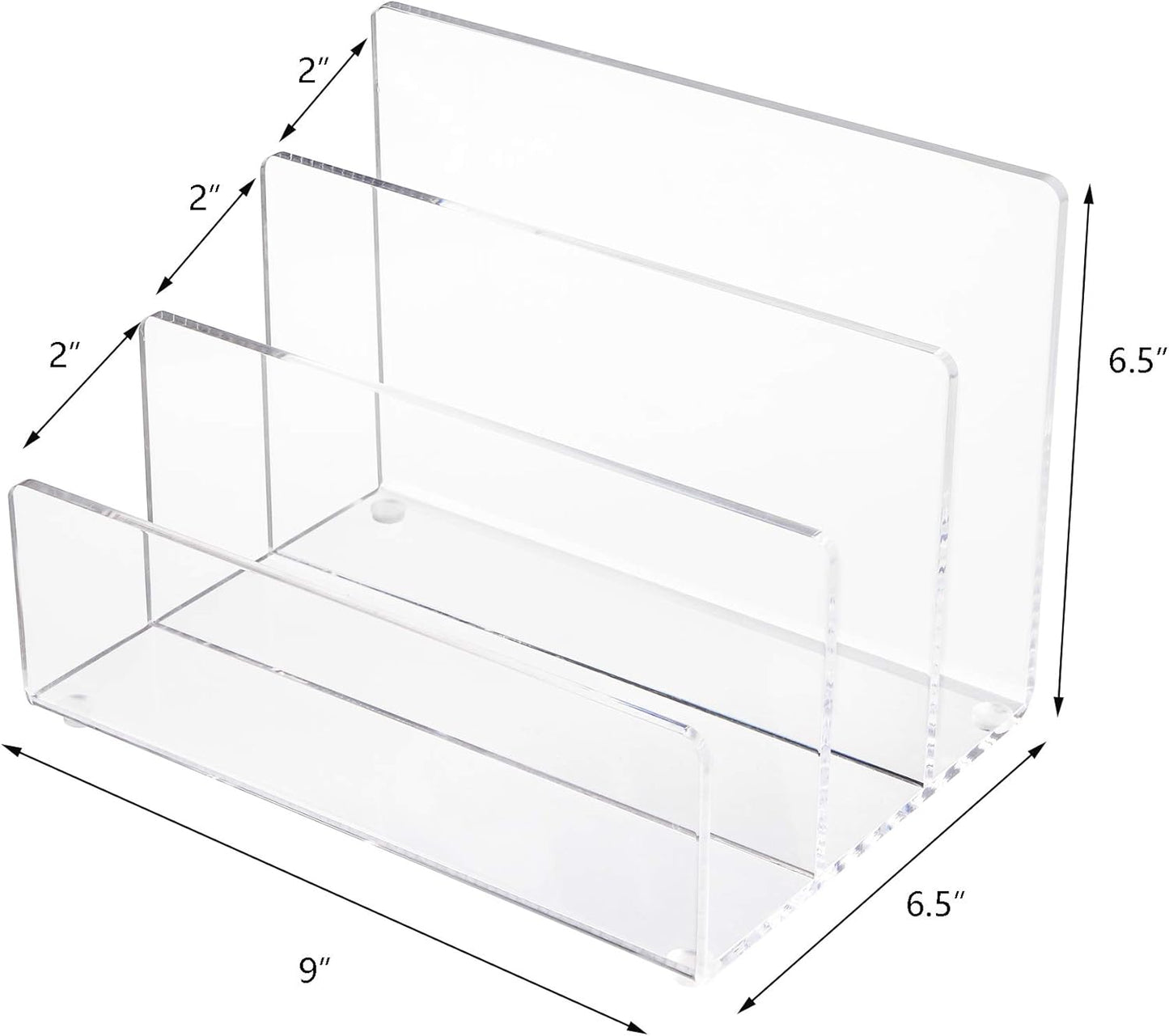 Jucoan Clear Acrylic File Holder, 3 Sections Vertical Desktop Organizer, 9 x 6.5 x 6.5 Inch Office File Sorter Stand Rack for Documents Letter Book