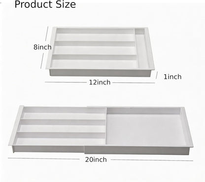 Plastic Drawers Organizer for Office Bathroom Bedroom Kitchen Desk - 1 Layers More White Storage Tray - Expandable 11.4-18.1 Inches (SHALLOW 1")