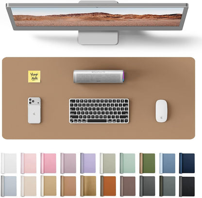 YSAGi Leather Desk Protector, Office Mat, Large Mouse Mat, Non-Slip PU Leather Blotter, Laptop Pad, Waterproof Writing Pad for Office and Home (Light Pink, 23.6" x 13.8") - Colors B