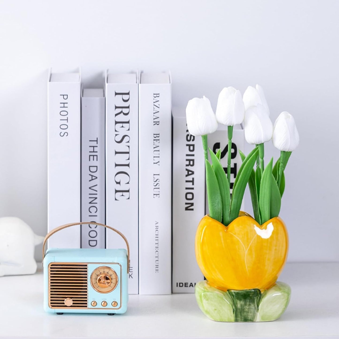 1 PC Flower Makeup Storage Box Ceramic Blossom Five Petals Pen Holder Pen Holder Desktop Storage Box (Blue)