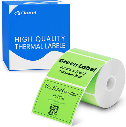 Clabel Printable White Cable Labels 6 Rolls of Thermal Self-Adhesive Paper Labels Tape, 25x78mm (1"x3") 100 Sheets Per Roll, Black Print on White Sticker Tags Durable