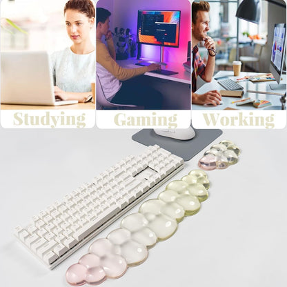 Gel Keyboard Wrist Rest Cloud Set, Clear Ergonomic Wrist Support and Arm Support Keyboard Rest for Typing Pain Relief, with Non-Slip Soft Washable Wrist Rest(Pink Blue)