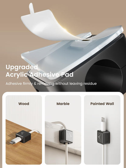 8 Pack Magnetic Cable Clips, Phone Cord Holder for Nightstand, Under Desk Cable Management, Canisflax Adhesive Wire Charging Cord Organizer Keepers Holder for Home Office Car Wall Desktop