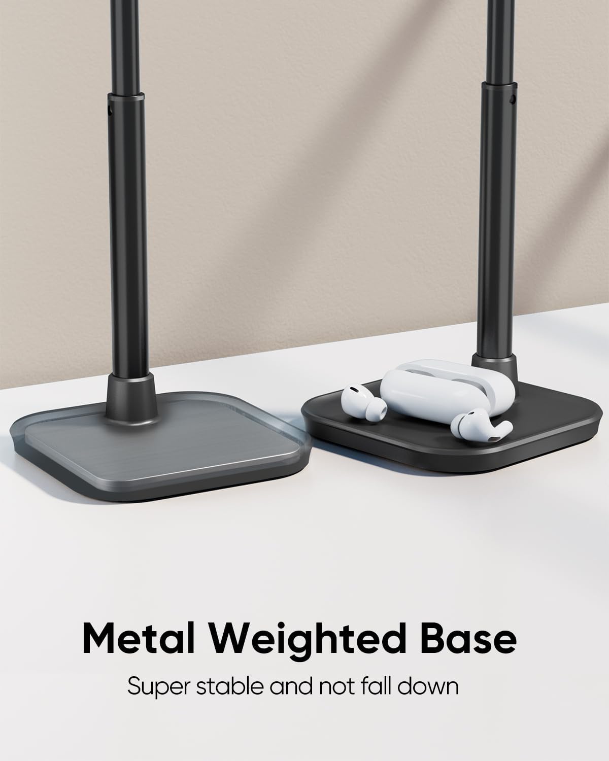 Cell Phone Stand, Adjustable Height Phone Stand for Desk, Eye Level Desktop Phone Holder Compatible with iPhone, Pro Max, Samsung, and All Mobile Phones up to 10''