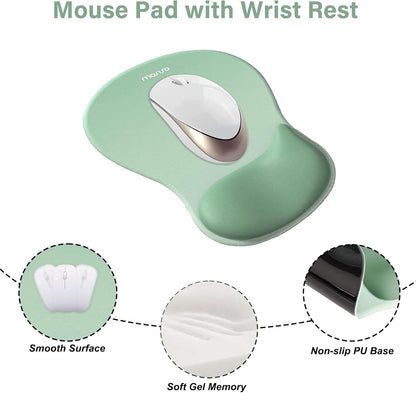 MOSISO Wrist Rest Support for Mouse Pad&Keyboard Set, Ergonomic Mousepad with Concave Curved Memory Foam, Non-Slip Base Pain Relief Comfortable Rectangular Easy Typing Pad for Home/Office, Brown