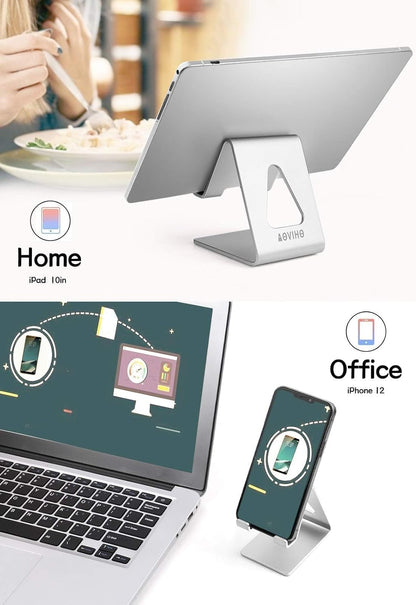 Aoviho Desk Cell Phone Stand Phone Holder, Aluminum Phone Cradle Dock for iPhone17 16 15 14 13 12 pro Mini 11 X Xs max 8 7 6 6s Plus SE Samsung All Smart Phones, Rose Gold