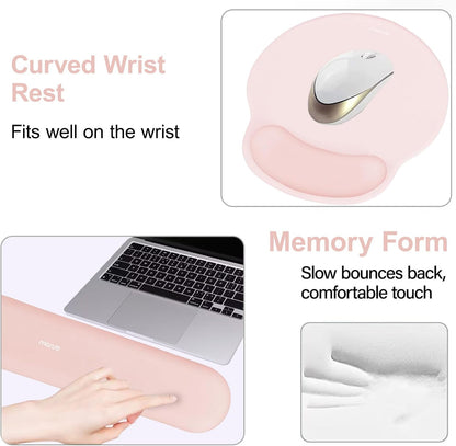 MOSISO Wrist Rest Support for Mouse Pad&Keyboard Set, Circle Curved Ergonomic Mousepad&Coaster Non-Slip Base Home/Office Pain Relief&Easy Typing Pad with Soft Cloth&Silicone Lining, Antique Green