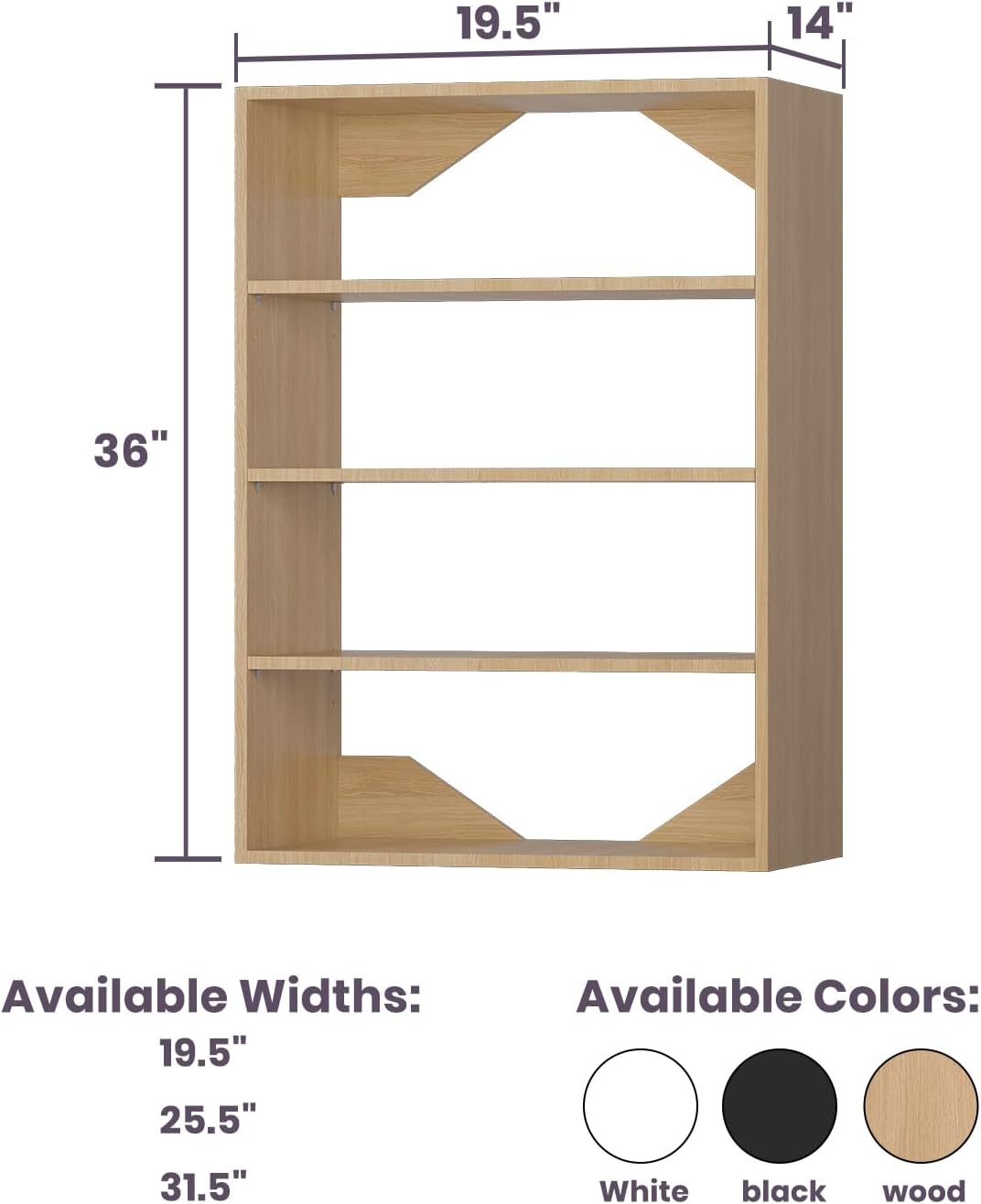 4-Drawer Stackable Storage Organizer Unit for Closet, Modular Wood Closet Storage Bins with Drawers, Closet She-lf Organizer Basket for Hanging Clothes, Wood, 25.5"W