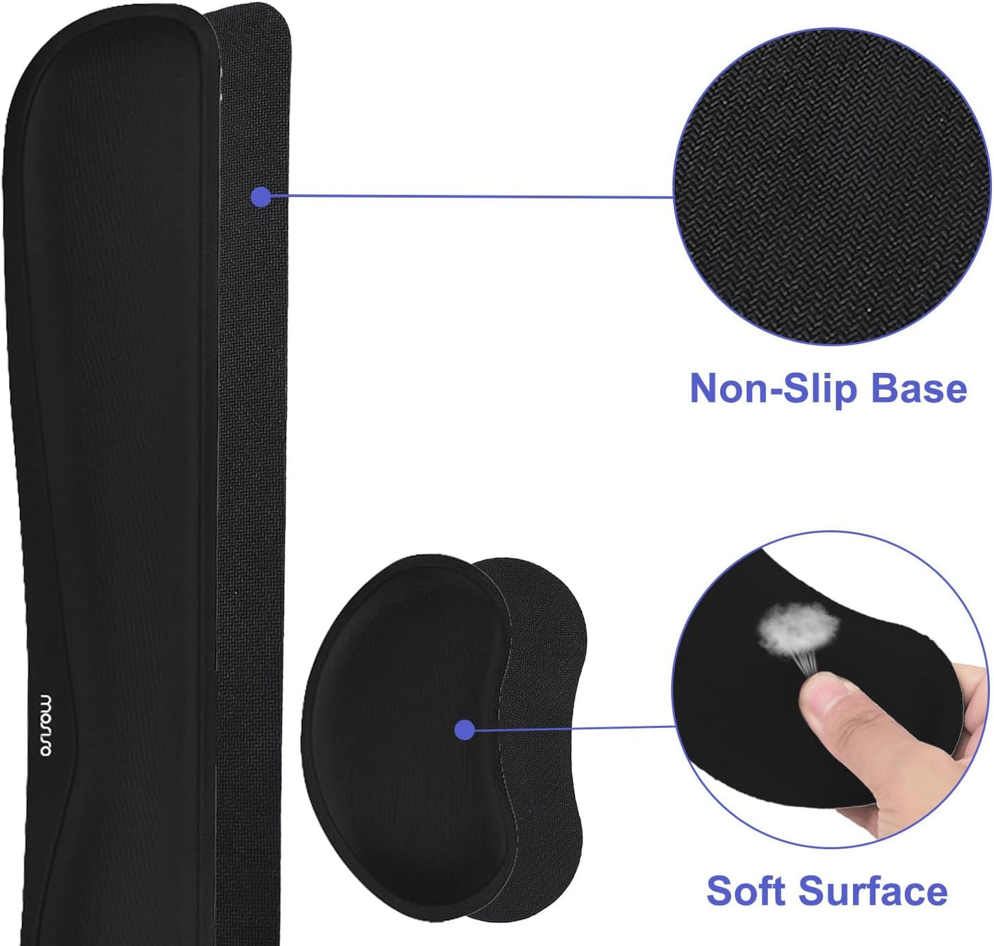 MOSISO Keyboard Mouse Pad Set, Gaming Mouse Pad&Keyboard Wrist Rest&Wrist Rest, Ergonomic Wristrests with Memory Foam Home Office Easy Typing Cushion Non-Slip Mousepad, Purple