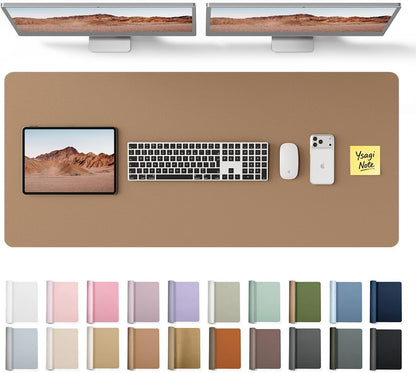 YSAGi Leather Desk Protector, Office Mat, Large Mouse Mat, Non-Slip PU Leather Blotter, Laptop Pad, Waterproof Writing Pad for Office and Home (Light Pink, 23.6" x 13.8") - Colors B