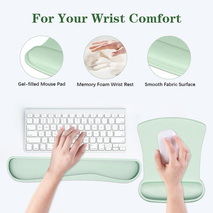 Ergonomic Wrist Rest Support for Mouse Pad and Keyboard Set, Comfortable Memory Foam Keyboard Pad and Soft Gel Mouse Pad, Easy Typing and Pain Relief for Gaming, Office, Laptop, Apricot