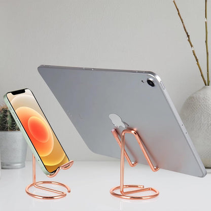 ROPOSY Cell Phone Stand for Desk, Cute Metal Gold Cell Phone Stand Holder Desk Accessories, Compatible with All Mobile Phones, iPhone, iPad