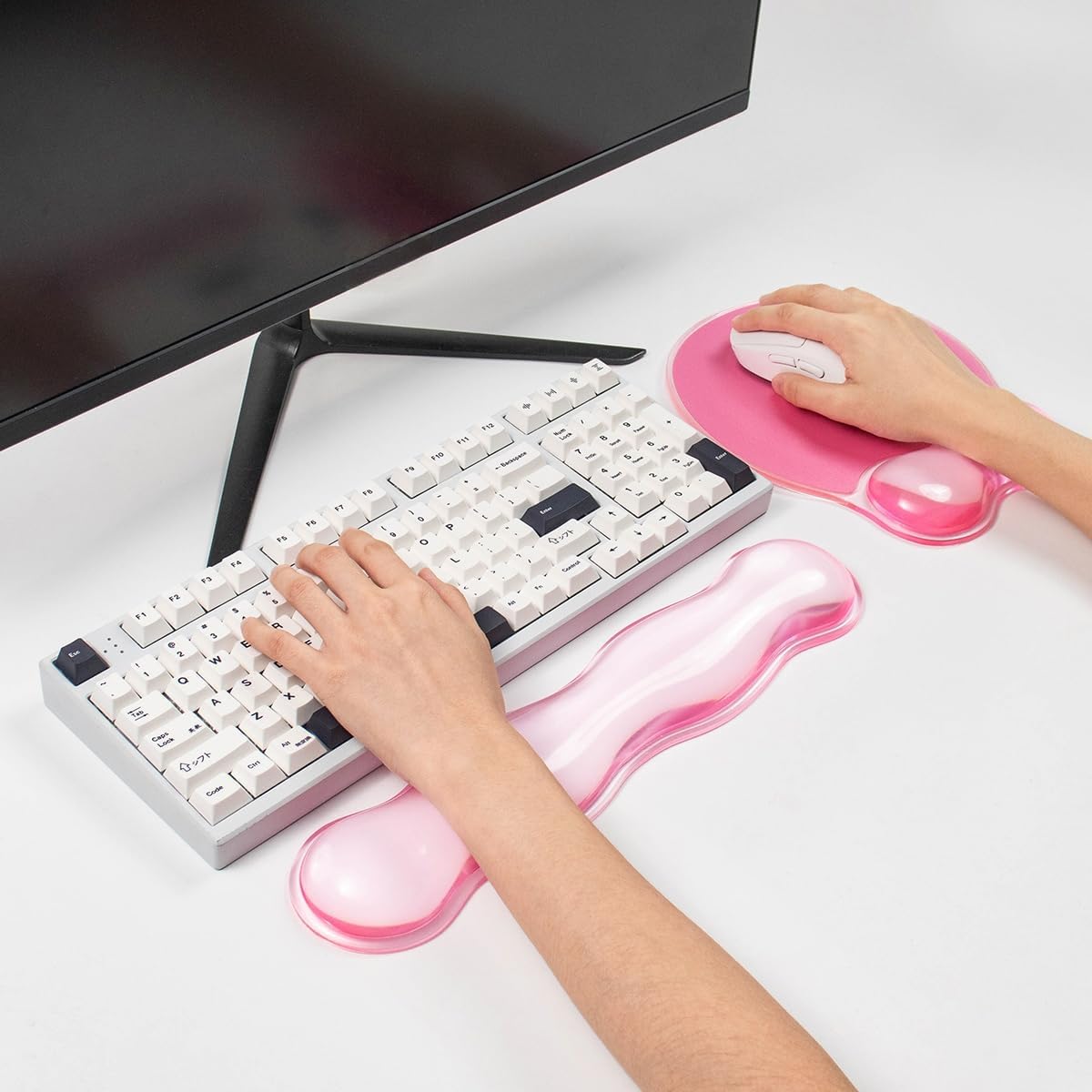 Gel Wrist Rest and Cloud Mouse Pad Support for Keyboard and Mouse - Ergonomic Pink Keyboard Wrist Pad Set for Typing Pain Relief/Computer/Laptop/Gaming/Home/Office (Cloud Shape, Gradient Blue Pink)