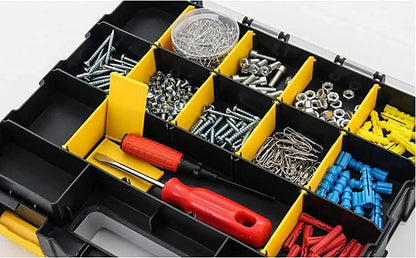 AIDY-PRO Small Parts Organizer Box Storage Case Tools Box Organizer Double Side 34 Compartments Hardware Organizers with Removable Plastic Dividers for Screws Nuts Nails Bolts, 2 Pack