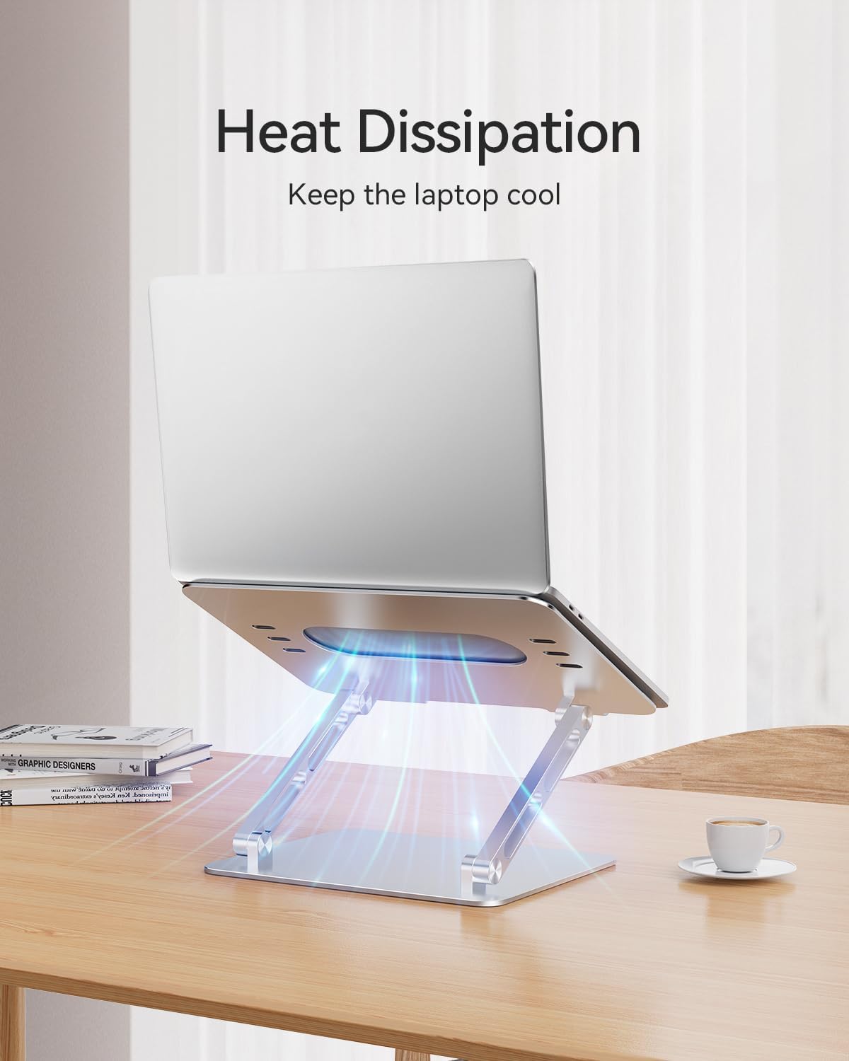 Orlian Foldable Aluminum Laptop Stand for 10-17.3" Laptops, Height Adjustable Portable Ergonomic Computer Holder, Space Saving Desk with Heat Dissipation. Compatible with MacBook/Dell/HP etc, Silver