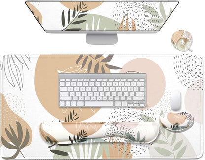 4-in-1 Large Mouse Pad, Keyboard Wrist Rest Pad & Wrist Support Mousepad Set, Extended Desk Pad Waterproof Desk Mat for Home Office Study Game