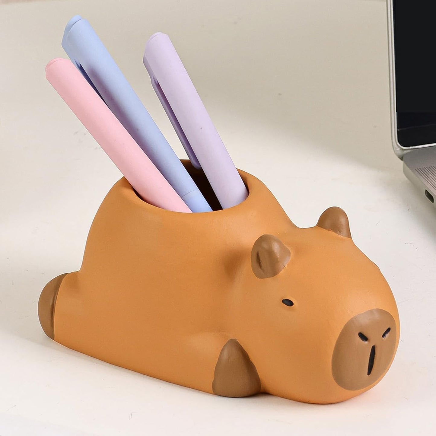 Pen Holder for Desk, Ceramic Capybara Cute Pencil Holder, Makeup Brush Holder, Desktop Organizer Storage Pen Cup for Office Home Decor