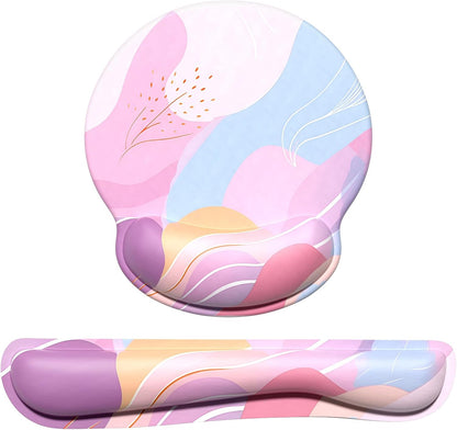 Dapesuom Keyboard Wrist Rest and Mouse Pad with Wrist Support, Cute Memory Foam Cushion for Keyboard and Mouse Set, Ergonomic Desktop Pad Rests with Non Slip Base for Easy Typing & Pain Relief, Pink