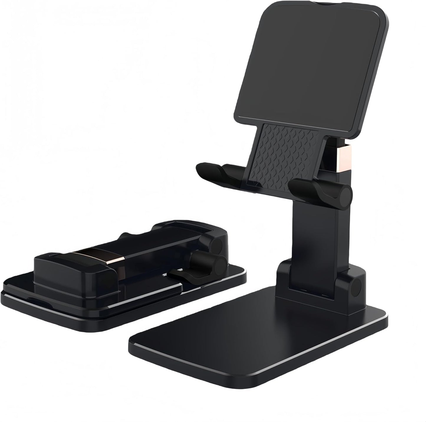 All-Metal Cell Phone Stand 360° Rotatable & Height Adjustable - 25KG Super Load-Bearing, Foldable Desk Stand for Phone, Compatible with iPhone 17/16/15/14, Nintendo Switch, Silver