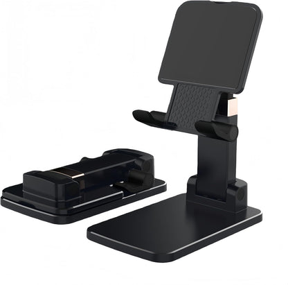 All-Metal Cell Phone Stand 360° Rotatable & Height Adjustable - 25KG Super Load-Bearing, Foldable Desk Stand for Phone, Compatible with iPhone 17/16/15/14, Nintendo Switch, Silver