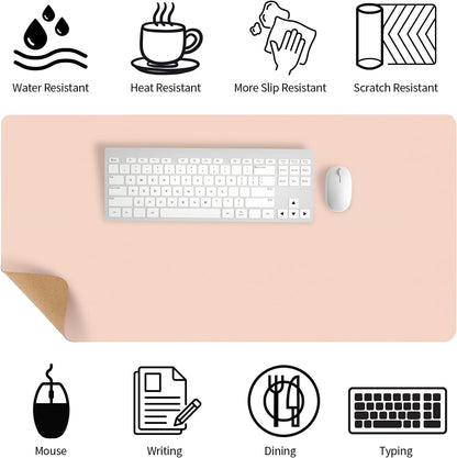 Bloss Leather Desk Pad and Keyboard Wrist Rest, Large Mouse Pad + Keyboard Pad+Mouse Wrist Support, Non-Slip Desk Mat Protector for Office, Home(31.5×15.7 Inches,Beige)