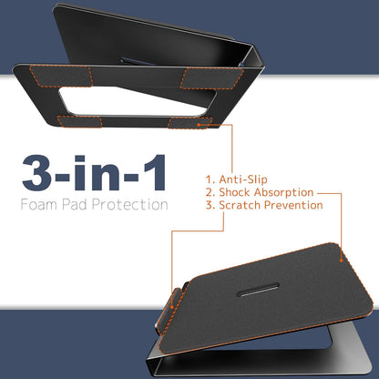 Desk Speaker Stands for Most Bookshelf Speakers,22 lbs Capacity, 16° Tilt Angle Speaker Risers with Anti-Vibration Pads,Compact for 3"-4" Studio Monitors,Space-Saving Stands for PC Speakers,Black