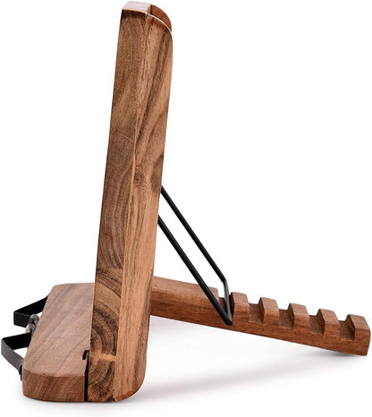NIRMAN Acacia Wood Book Stand Adjustable Angle Reading Book Holder for Textbook, Receipe, Music Books, Tablet for Home Office Kitchen Lightweight Bookstand (11" x 9" x 1.5")