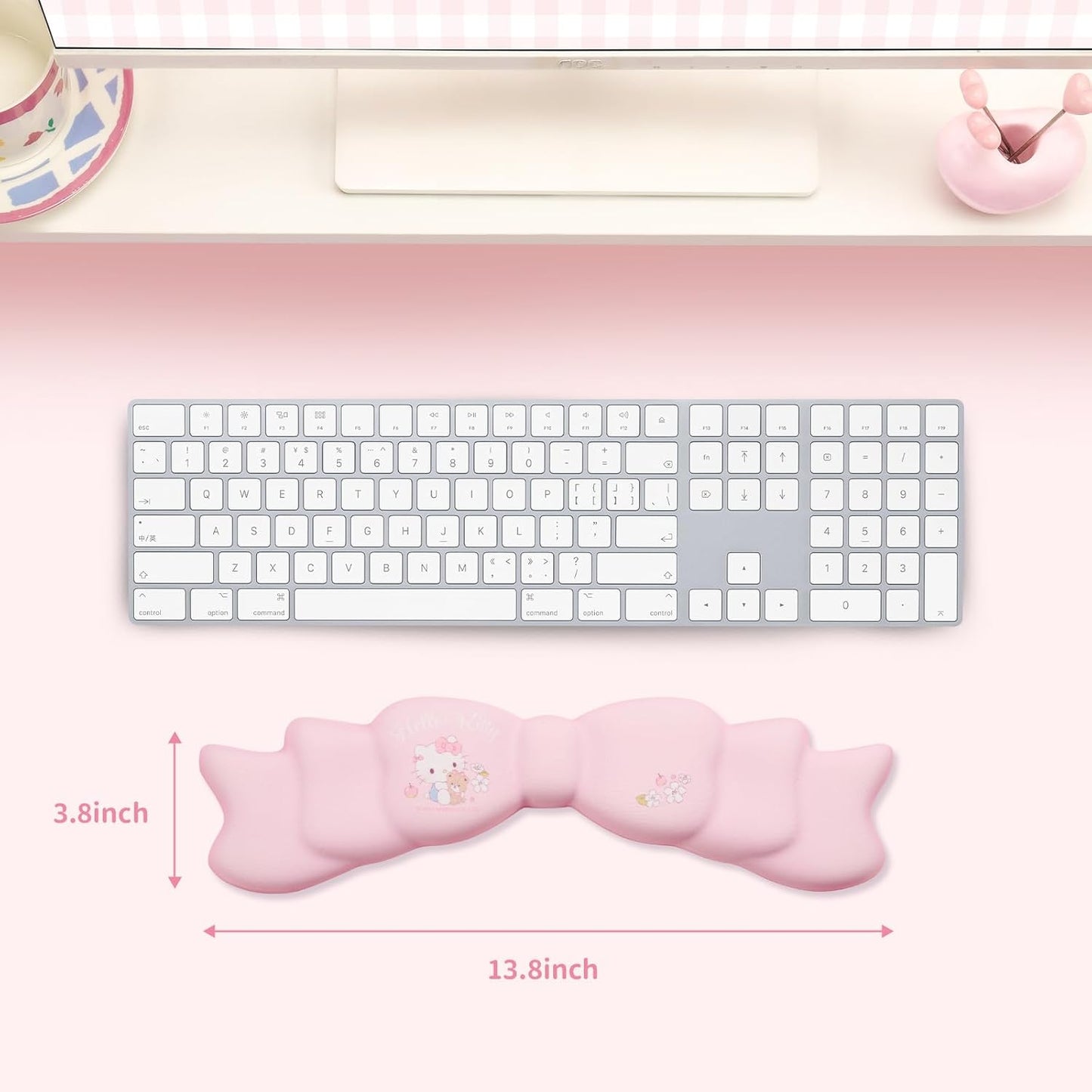 Kuitmor Memory Foam Bowknot Wrist Rest,Non-Slip Rubber Base Keyboard Wrist Rest for Gaming,or Home Office Work - FlowerCat