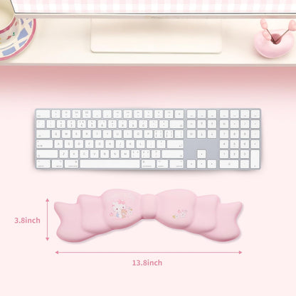 Kuitmor Memory Foam Bowknot Wrist Rest,Non-Slip Rubber Base Keyboard Wrist Rest for Gaming,or Home Office Work - FlowerCat