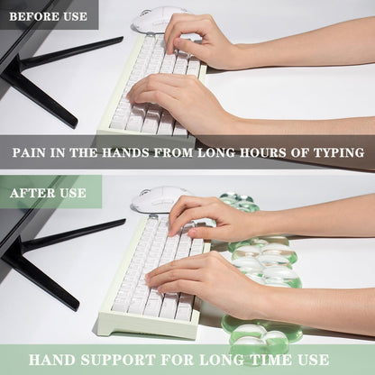 Clear Gel Wrist Rest for Keyboard and Mouse, Green Silicone Mouse Wrist Rest Set, Cute Ergonomic Wrist Rest for Keyboard 60%/75%(Green)