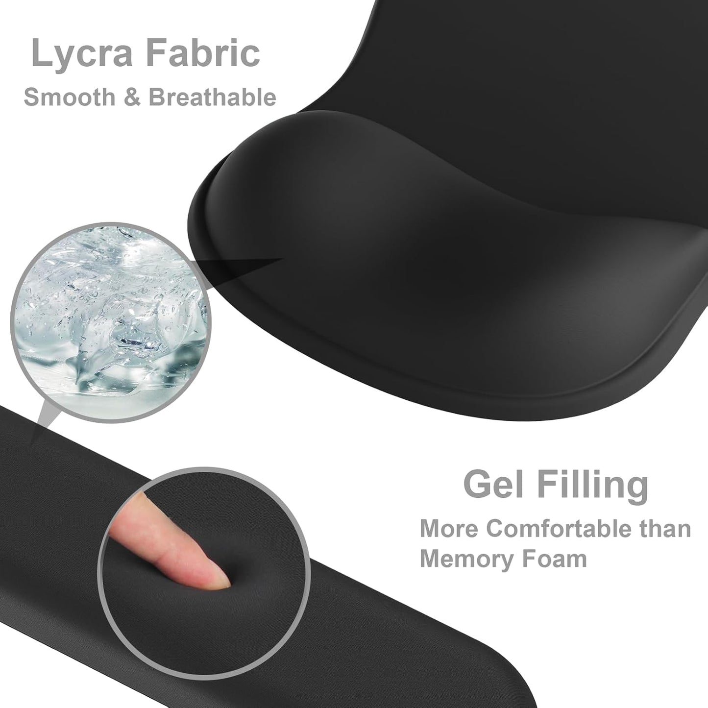 Ergonomic Mouse Pad with Wrist Rest and Keyboard Wrist Rest, Black Mousepad and Wrist Rest for Computer Keyboard, Pain Relief, Non-Slip PU Base, Gel Mouse Pad with Wrist Support for Gaming, Office