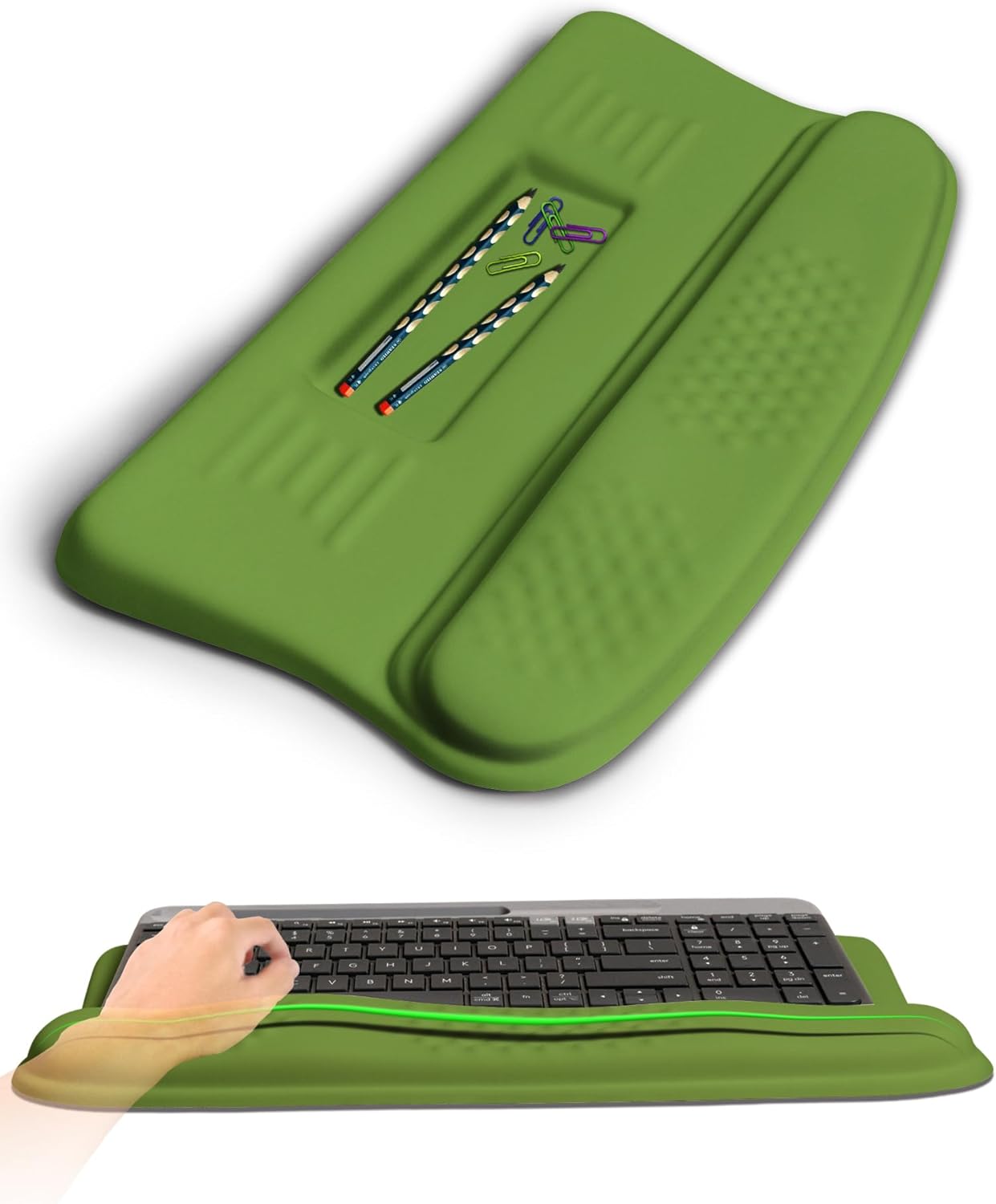 Ergonomic Wave Wrist Rest with Keyboard Stand, Cushioned Palm Rest, Comfortable Integrated Memory Foam for Natural Typing and Relieve Wrist Pain, Dark Night Black
