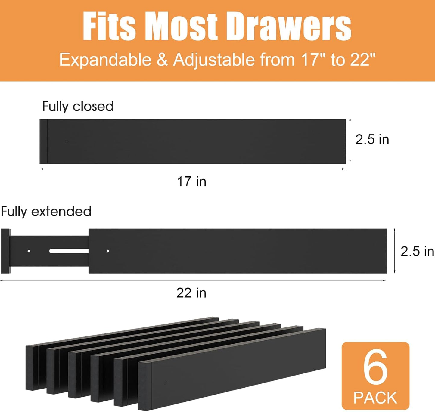 Bamboo Drawer Dividers,17-22" Adjustable Kitchen Drawer Organizer for Clothes,4 Pack Expandable Drawer Organization Separators for Bedroom,Bathroom,Dresser and Office,Natural