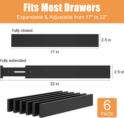 Bamboo Drawer Dividers,17-22" Adjustable Kitchen Drawer Organizer for Clothes,4 Pack Expandable Drawer Organization Separators for Bedroom,Bathroom,Dresser and Office,Natural