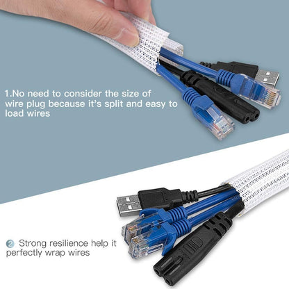 AGPTEK White Cable Sleeve, 2 Pack 5ft - 1.2 Inch Cable Management, Desk Cord Cover Organizer Wire Hider for Computer TV Wire Loom Tubing, Pet Proof Cord Protector from Cat Dog Chewing, White
