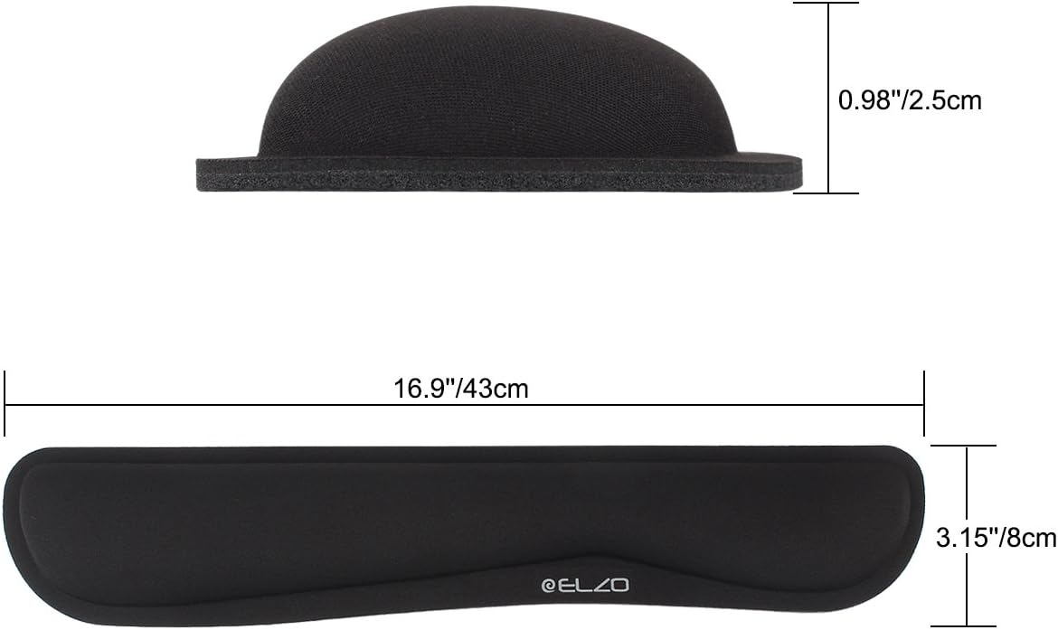 ELZO Keyboard Wrist Rest Pad Support with 65D High-Density Thicken Memory Foam Padding, Ergonomic Design Computer Rest Pad Desk Wrist Mat, Non-Slip Rubber Base Office Laptop