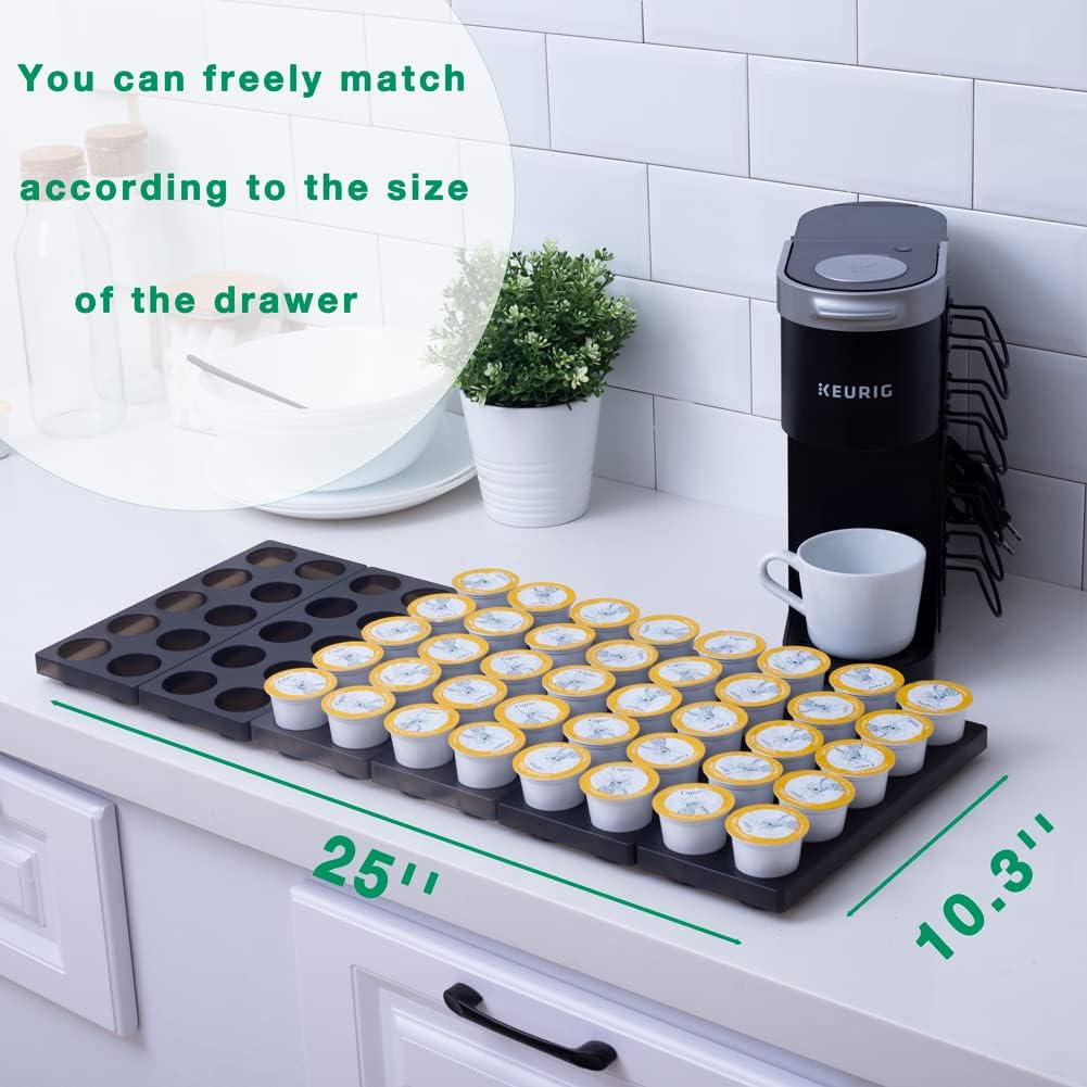 Coffee Pod Storage Organizer for Kitchen Drawer Holders 20 K CUP, Premium Plastic Tray With Non-slip mat