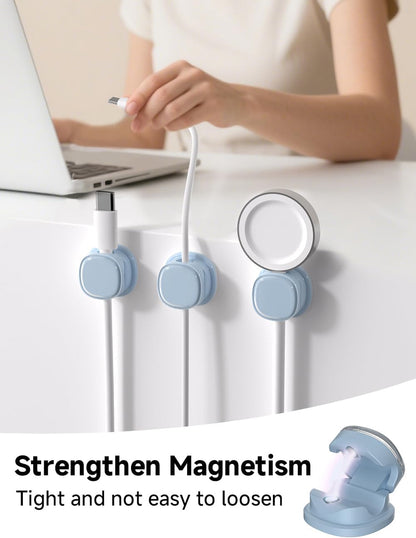 Magnetic Cable Clips, Adjustable Cord Holder Management, Adhesive Wire Keeper Organizer for Home Office Desk Phone PC Car Wall Desktop Nightstand Appliance (9-Pack Black Crystal)
