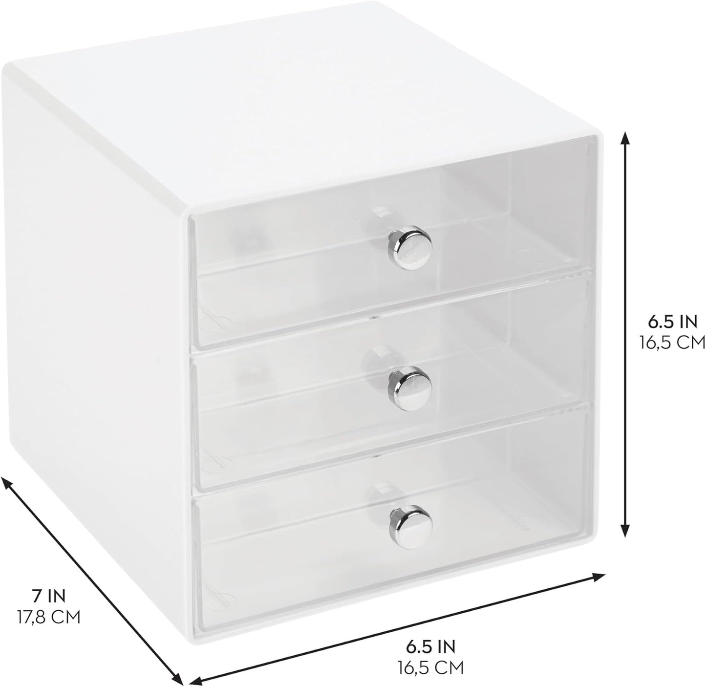 iDesign Divided 3-Drawer Stackable Organizer for Glasses, Sunglasses, and Readers - Black/Clear