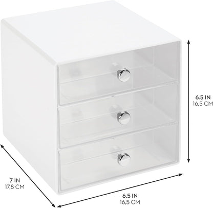 iDesign Divided 3-Drawer Stackable Organizer for Glasses, Sunglasses, and Readers - Black/Clear