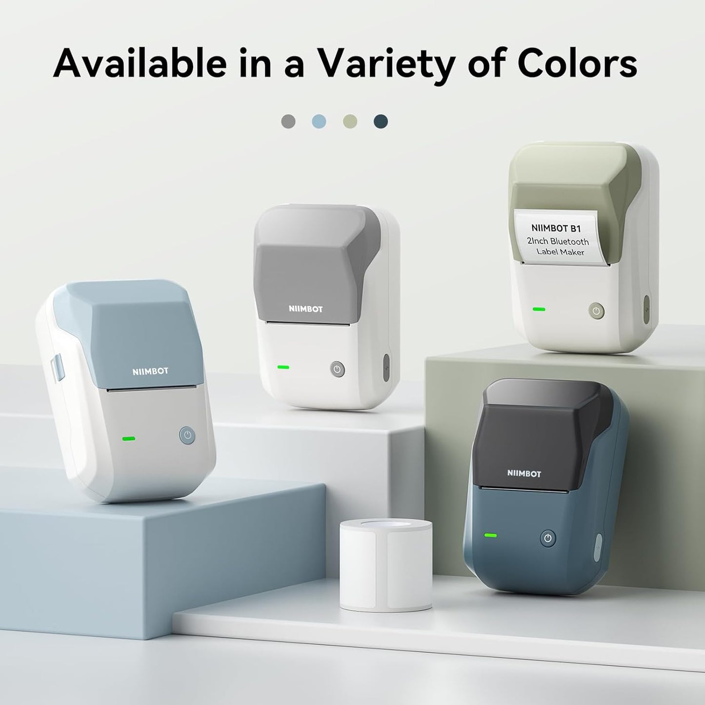 NIIMBOT B1 Label Maker Machine, Thermal Label Printer Easy to Use for Office, Home, Business, Came with 1 Roll White Label(Blue)