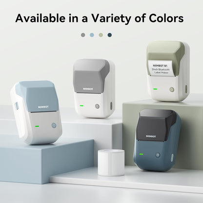 NIIMBOT B1 Label Maker Machine, Thermal Label Printer Easy to Use for Office, Home, Business, Came with 1 Roll White Label(Blue)