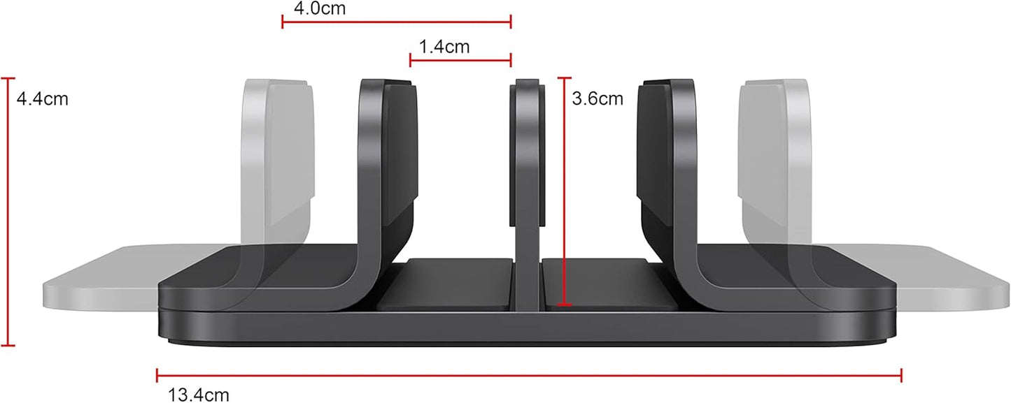 JOKItech Dual Aluminum Vertical Laptop Stand Organizer, Sturdy Notebook Computer Holder Stand Compatible with New Liquid Retina XDR Apple MacBook Air/Pro/Neo, Mac mini & iPad Pro - Black